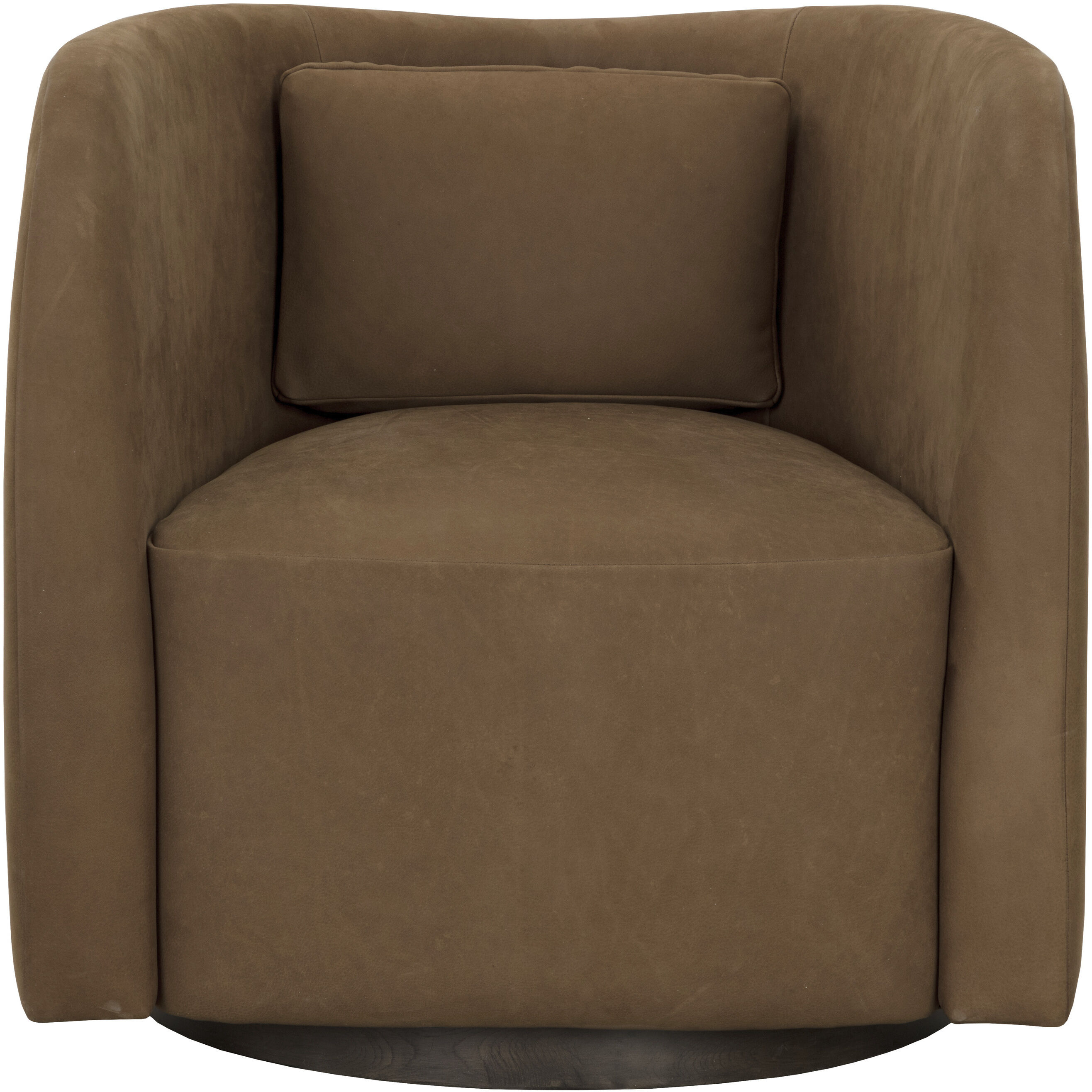 Emilie Nubuck Caramel Leather Swivel Lounge Chair, Swivel